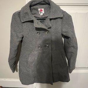 Girls Gray Sparkle Skirted Peacoat